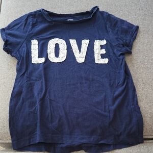 Carter's Navy Blue Tee with LOVE Print In Lace Overlay